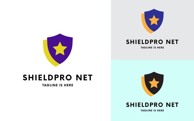 Vector star with shield security logo design