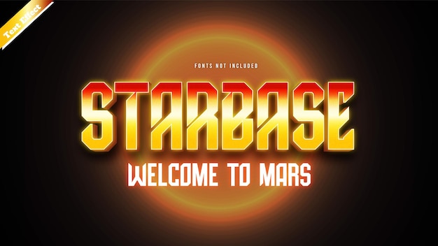 3d 스타일 편집 가능한 글꼴 효과가 있는 Starbase 텍스트 효과 템플릿