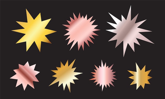 Starburst badges set with golden gradient