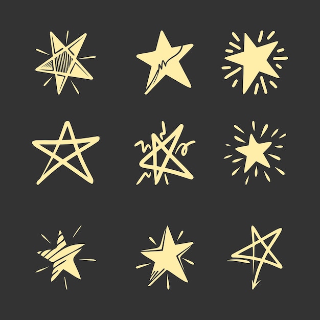 Vector starburst doodle set hand drawn star