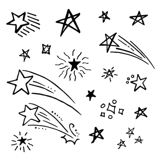 Starburst doodle set hand drawn star