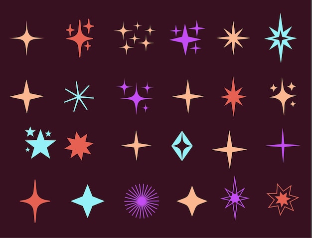 Starburst sparkle space line art geïsoleerde set collectie Vector grafisch ontwerp element