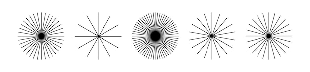 Starburst streep ronde set Ray lijnen komen voort uit het centrum van de cirkel Pack geometrische elementen