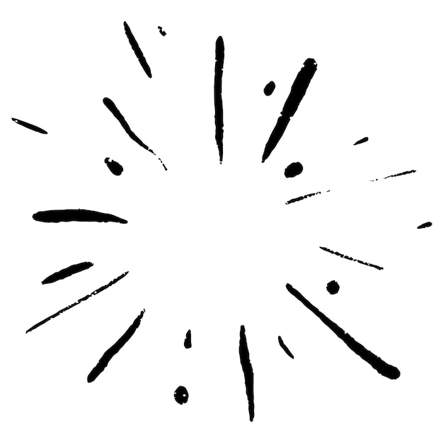 Starburst sunburst hand drawn design element fireworks black rays comic explosion effect radiating radial lines