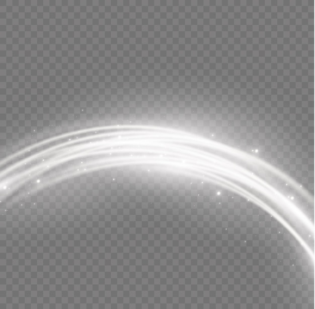 Stardust white wave Sparkle light blur line Swirl trail effect Glowing wavy speed Vector