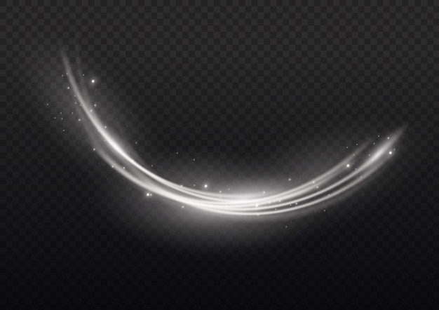 Stardust white wave sparkle light blur line swirl trail effect glowing wavy speed vector