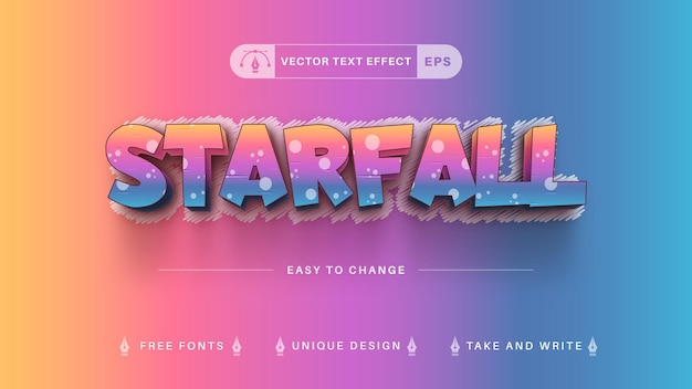 Starfall bewerkbaar teksteffect, lettertypestijl