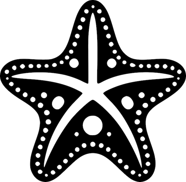 ベクトル starfish black and white vector illustration