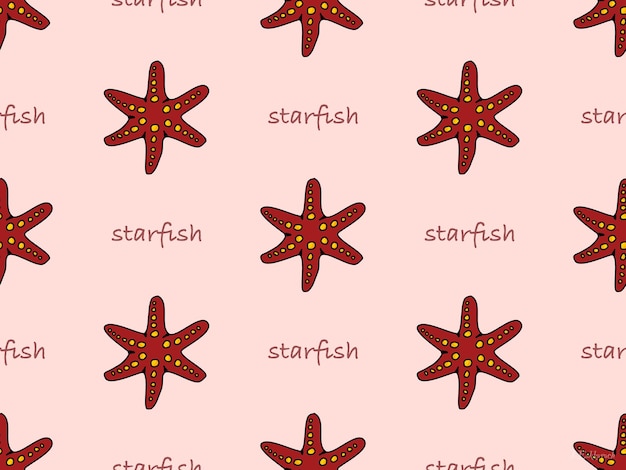 Starfish cartoon character seamless pattern on pink background