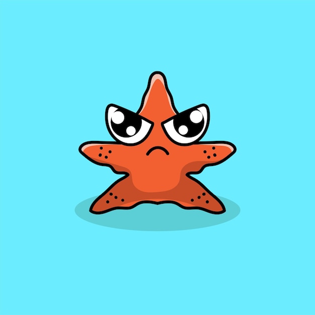 Starfish Cartoon Mascot Funny Vector Smile Happiness Fun Cute Flat Design Ocean Animal