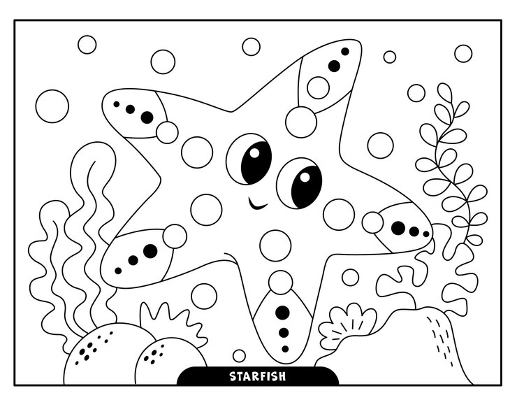 Premium Vector | Starfish coloring pages for kids