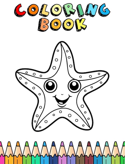 Vector a starfish is drawn to the top of a book.