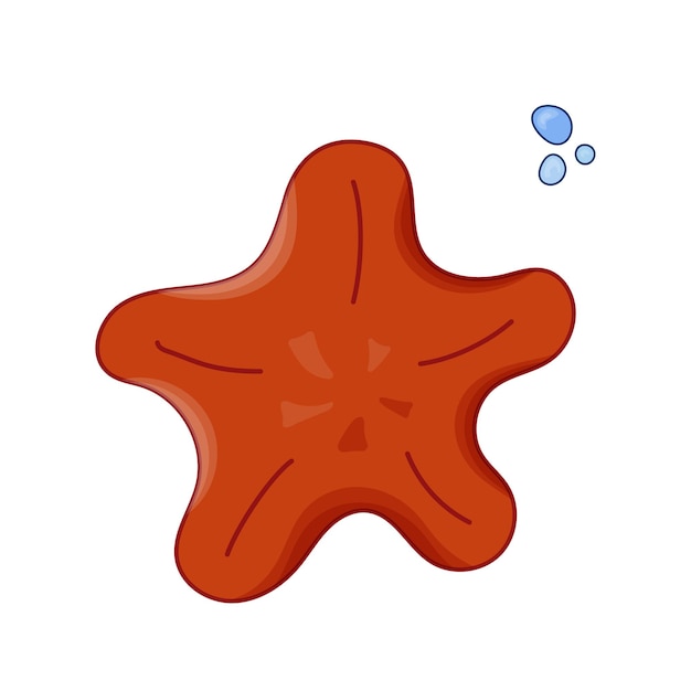 Starfish marine vector Illustration with air bubble Cartoon Isolated on the white Sea life nature