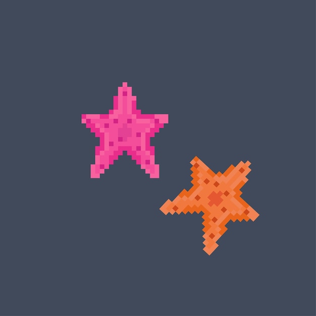 Vector starfish in pixel style