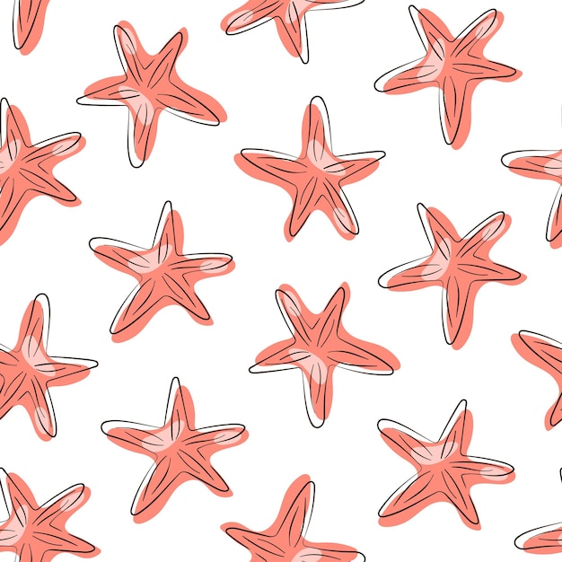 starfish seamless pattern in line art style undersea cartoon design for wallpaper wrapping fabric