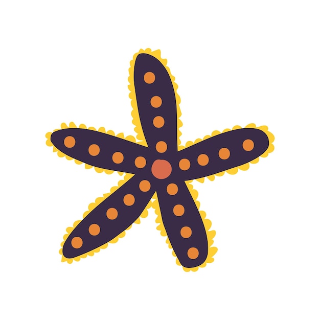 Морская звезда, морские водоросли или вектор подводных существ океана на белом фоне