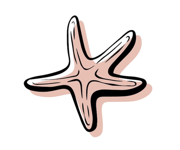 Starfish vector illustratie hand getekend platte achtergrondkleur met omtrek Sea star icoon