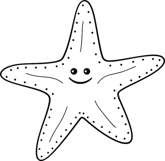 Starfish vector illustration Black and white outline Starfish coloring book or page for children