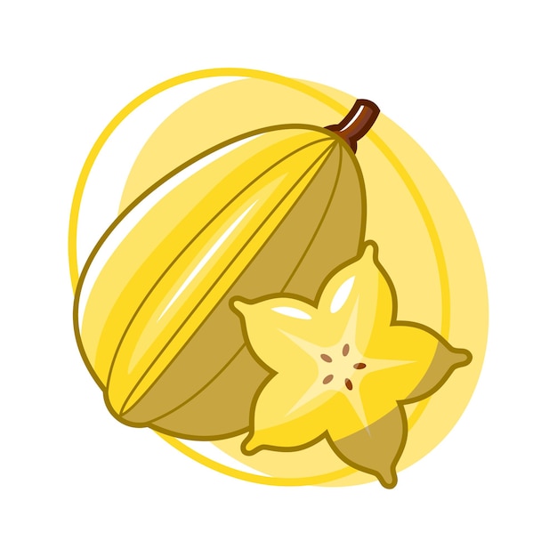 Vettore disegno dell'illustrazione del disegno della frutta di carambola