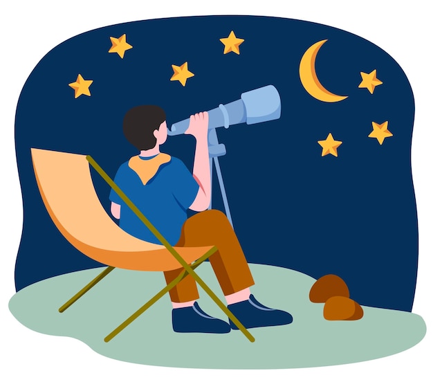 Vector stargazing flat illustration