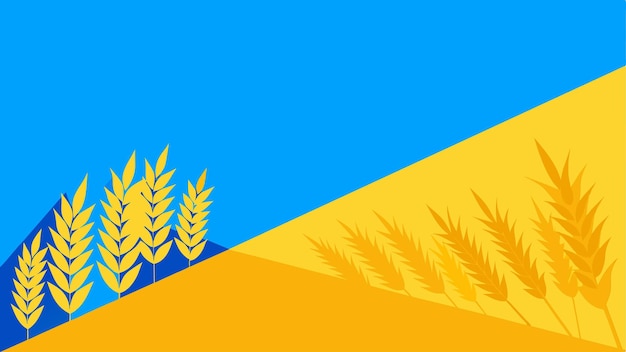 Vector the stark contrast of a bright blue sky against a field of dead yellowed wheat vector illustration