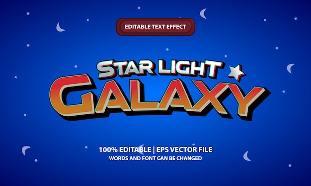 Starlight Galaxy 텍스트 효과입니다. 공간 배경으로 편지 디자인입니다. 편집 가능한 텍스트 효과 - EPS 파일