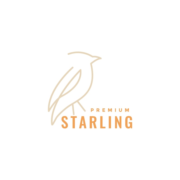 Starling bird line modern logo design vector