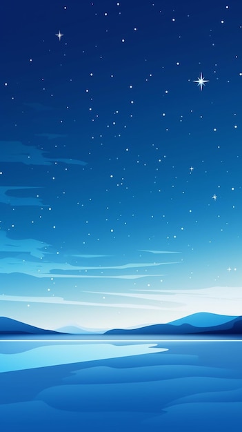 ベクトル 星空の夜 静かな冬のビーチ