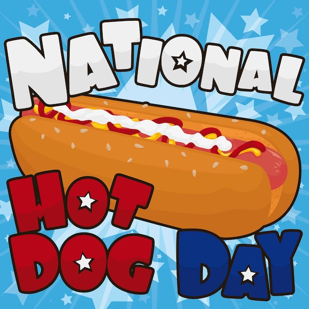 Starry design for American National Hot Dog Day