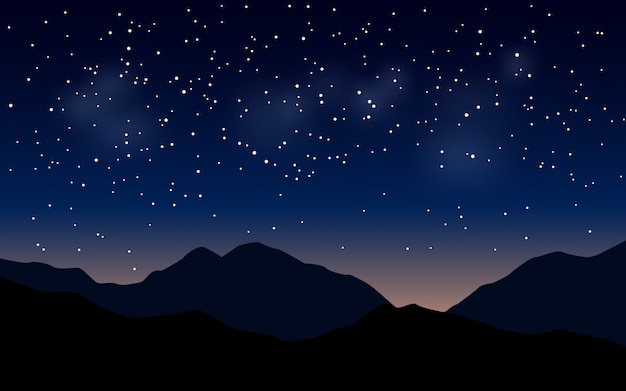 Вектор Звездная ночь над горой
