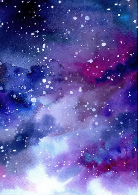 Vector starry night sky galaxy watercolor background