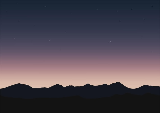 starry night sky over the mountains, vector illustration.