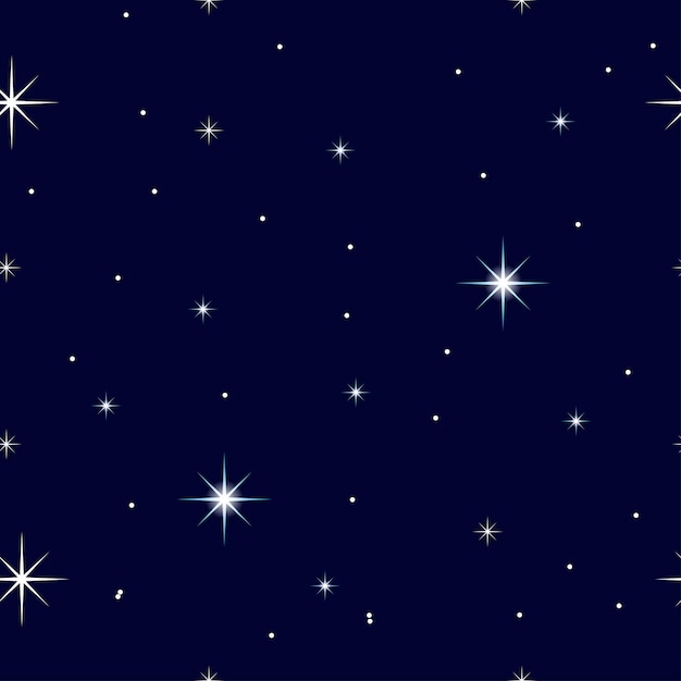Starry night sky seamless pattern