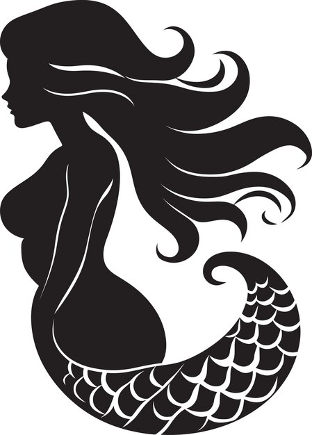 Vector starry siren black mermaid symbol design gothic grotto mermaid black vector