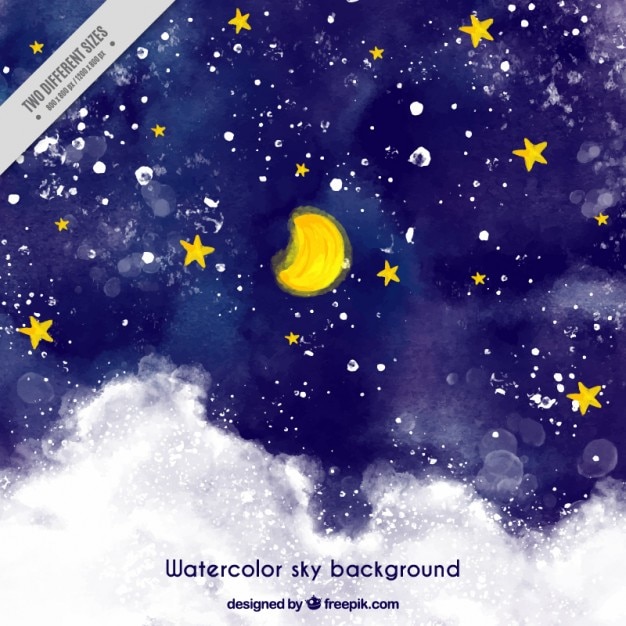 Vector starry sky background  painted with watercolors