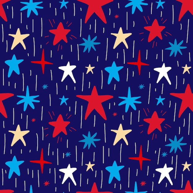 Starry Sky Seamless Pattern Vector illustration