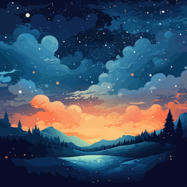 Vector starry_sky_vector_illustreerd