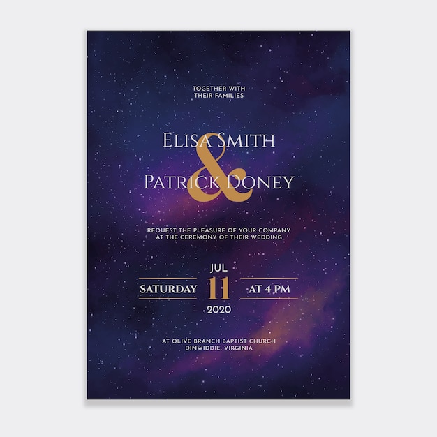 Starry sky wedding invitation