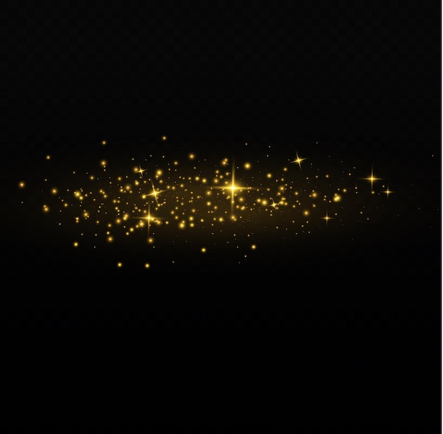 Vettore polvere gialla stellata glitter stelle dorate brillano scintille flash dorate di natale effetto luce vettore