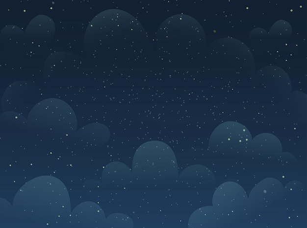 구름 배경으로 별과 하늘 다크 블루 코스모스 카드 아이 벽지 디자인