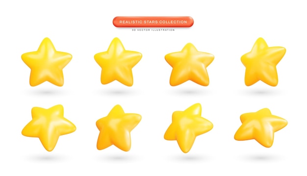 Vector stars collection realistic 3d cartoon style vector illustration
