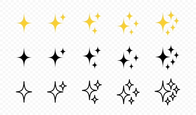 Коллекция звезд коллекция иконок звезд набор иконок черных звезд различные формы звезд набор иконок искрящихся звезд векторная графика