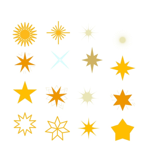 Stars collection vector set Golden and Black stars collection isolated on transparent background