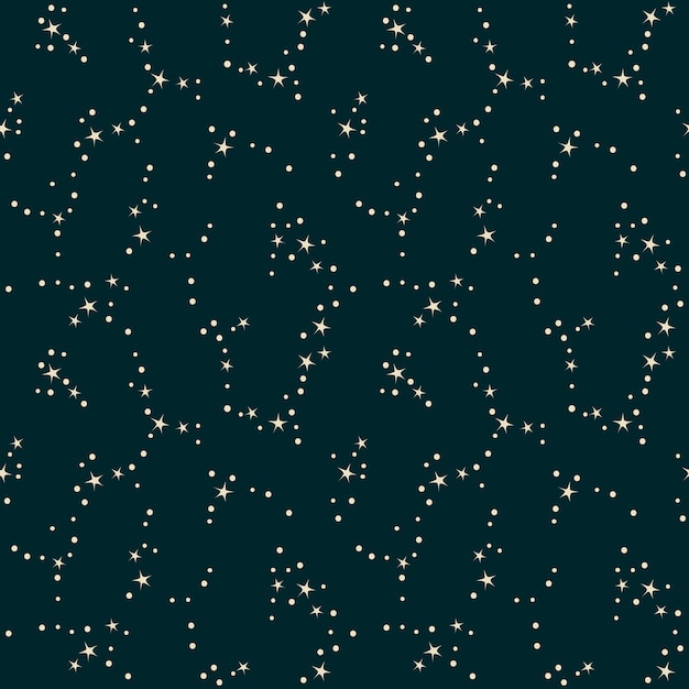 Stars and constellations seamless pattern Night sky background