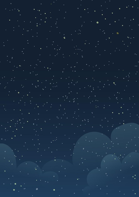 Stelle alla notte blu scuro e nuvole trasparenti sfondi per bambini design cartolina sfondo scena cosmo blu scuro con nuvole di notte disegno vettoriale in stile acquerello