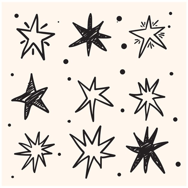 Vector stars doodle hand drawn sparkling
