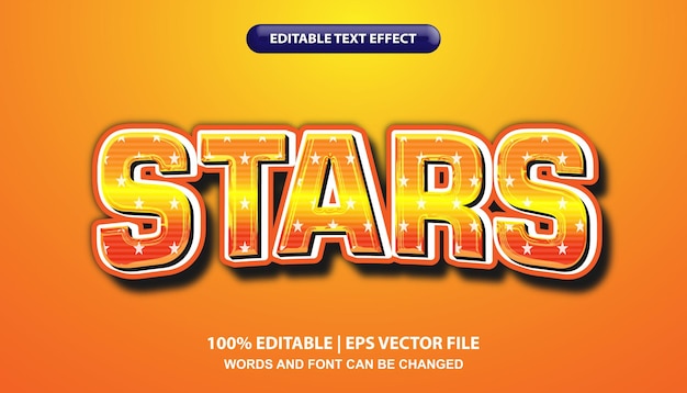 Stars editable text effect template, orange gradient with stars pattern in bold font style