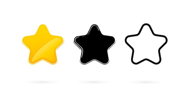 Stars icons set star collection in different styles flat line and black icon rating levels star