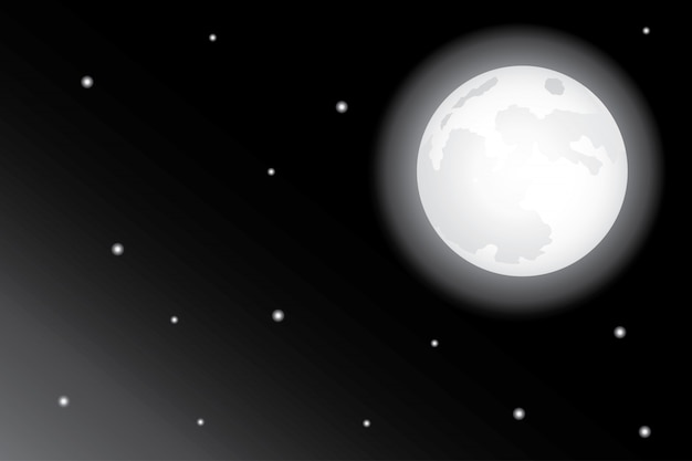 Vector stars and moon in the night sky background