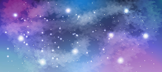 Vector stars on a night sky galaxy background